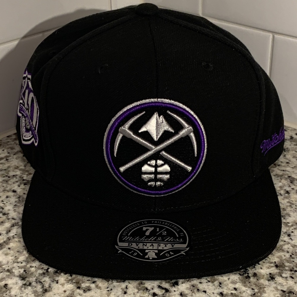 Denver Nuggets Mitchell & Ness NBA Black & Purple Fitted Cap Hat Size 7 1/2